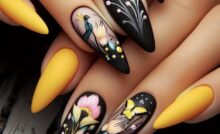 Unhas com espaço negativo e neon