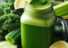 Suco detox de couve com limão para desinchar naturalmente
