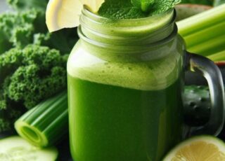 Suco detox de couve com limão para desinchar naturalmente